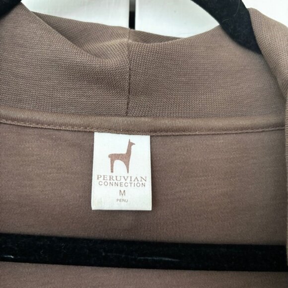 Peruvian Connection Milk Chocolate Cowl Neck Sweater Blouse Size Medium Pima - Picture 3 of 9